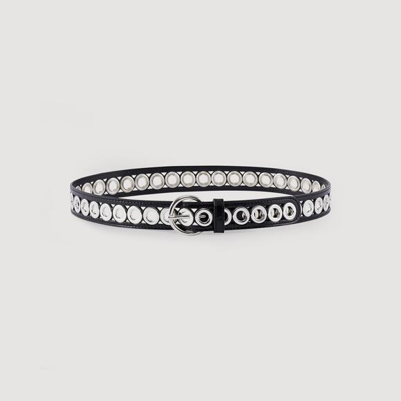 Sandro Belt With Round Black Buckle And Eyelets Size 2 - Picture 1 of 4